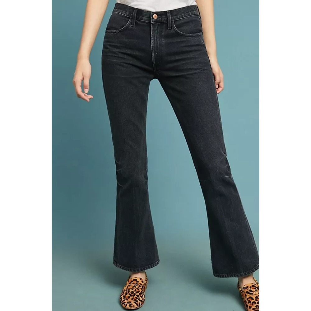 Citizens of Humanity Kaya Mid-Rise Kick Flare Jeans in Charcoal Women 23 $248